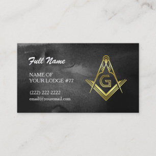 Cartões de visitas Freemason Preto e Dourado Aqu