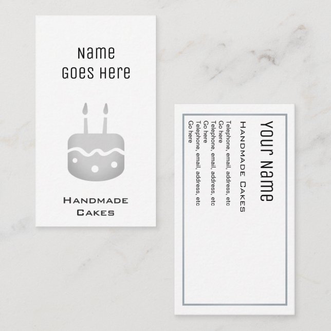 Cartões de visitas Handmade "essenciais" dos bolos (Frente/Verso)