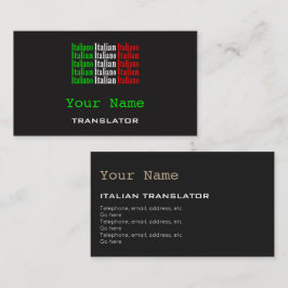 Cartões de visitas italianos do tradutor ou do