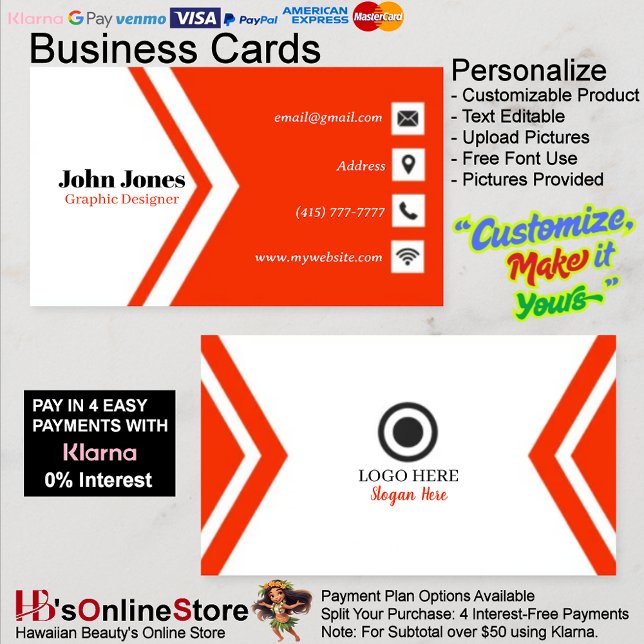 Cartões de visitas Laranja e Brancos, 14 Embalagen (Orange & White Business Cards 14 Pack of 100.)