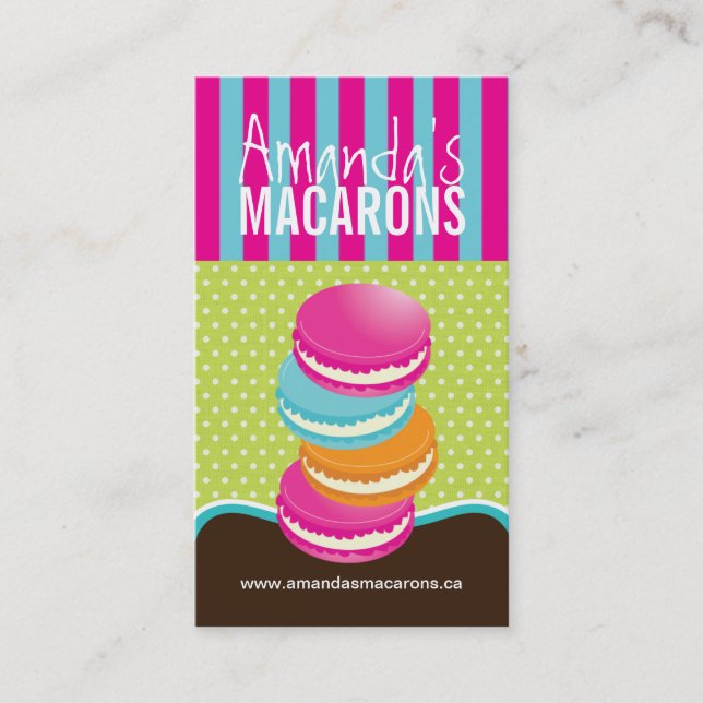 Cartões de visitas lunáticos de Macarons (Frente)