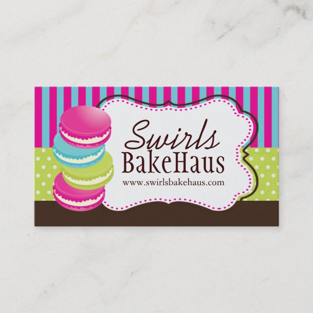 Cartões de visitas lunáticos de Macarons do (Frente)