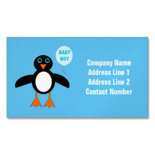 Cartões de visitas magnéticos do pinguim azul