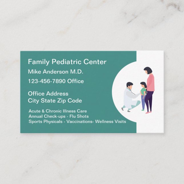 Cartões de visitas Médicos Pediátricos da Família (Frente)