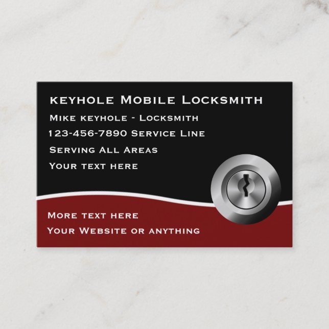 Cartões de visitas modernos editáveis do Locksmith (Frente)