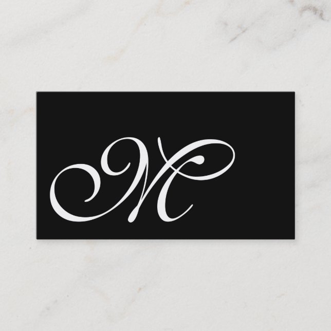 Cartões de visitas Monogrammed preto e branco (Frente)