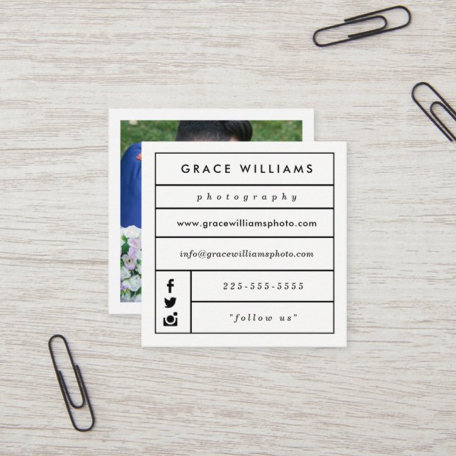 Cartões de visitas na moda modernos da fotografia (Frente/Verso In Situ)