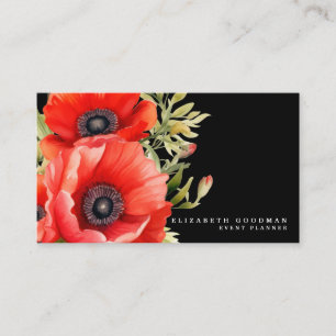 Cartões de visitas Negras Premier Red Poppies
