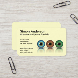 Cartões de visitas Optometria de globos oculares p