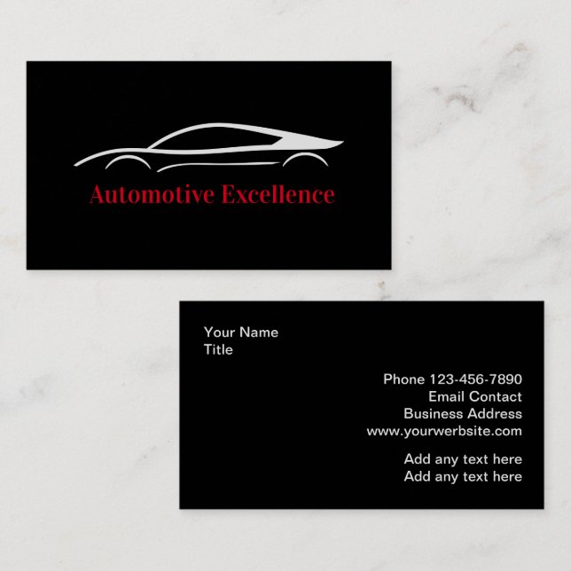 Cartões de visitas para automóveis legal Black Cor (Frente/Verso)