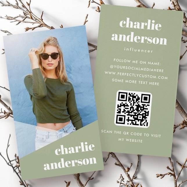 Cartões de visitas personalizadas de influentes da (Custom photo trendy influencer profile cards)