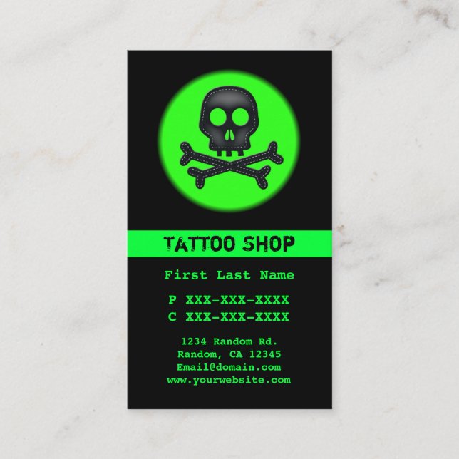 Cartões de visitas personalizados da tatuagem do c (Frente)