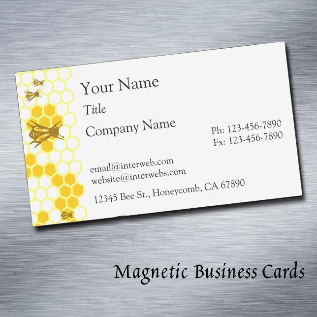 Cartões de visitas Personalizados de Honey Bee Hon (honey bee Editable Magnetic Business Cards)