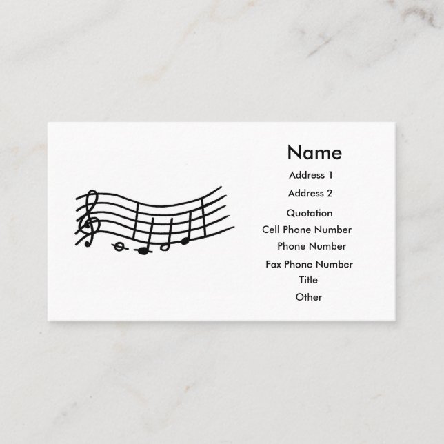 Cartões de visitas Personalizados de Notas de Músi (Frente)