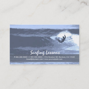 Cartões de visitas personalizáveis azuis para surf