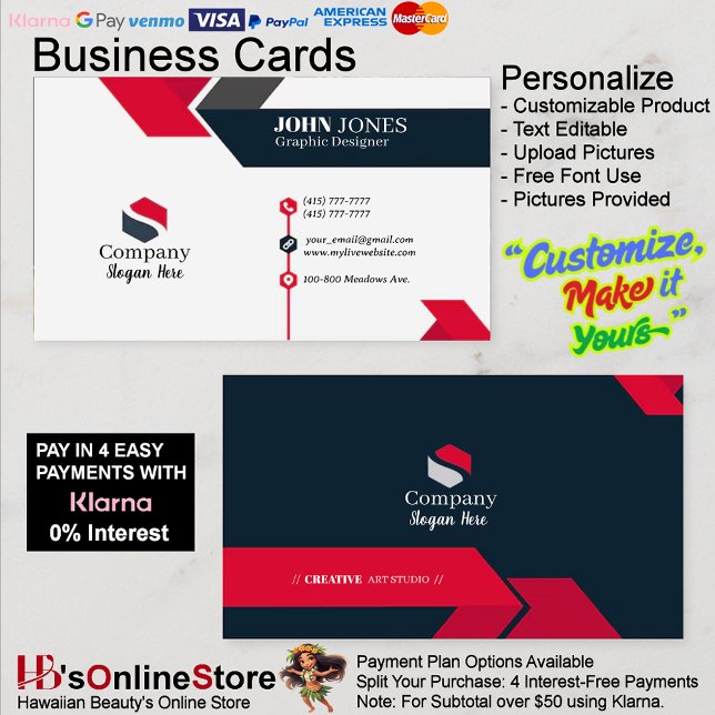 Cartões de visitas Pretas e Vermelhas, 11 Embalage (Black & Red Business Cards 11 Pack of 100.)