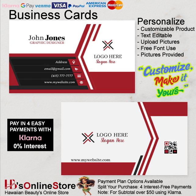 Cartões de visitas Pretas, Vermelhas e Brancas Emb (Black Red & White Business Cards 13 Pack of 100.)