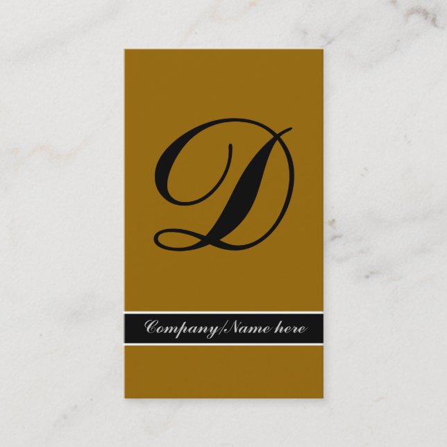 Cartões de visitas preto marrom monograma em desta (Frente)