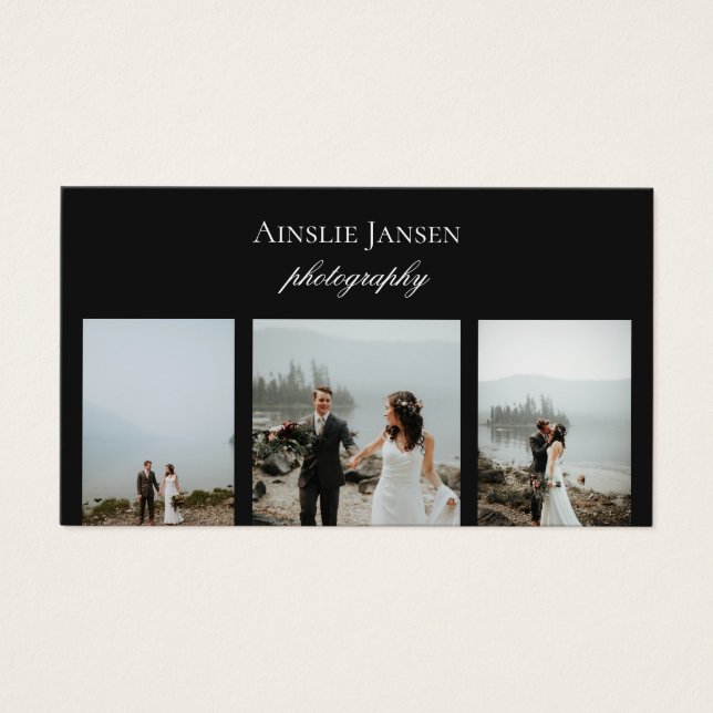 Cartões de visitas Pretos Mínimos de Fotógrafo Mod (Frente)