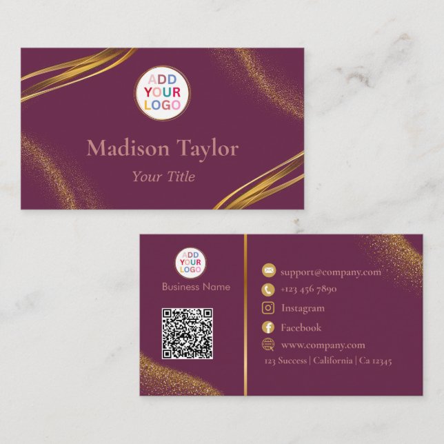 Cartões de visitas profissionais modernos com códi (Frente/Verso)