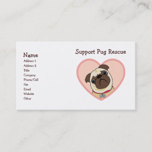 Cartões de visitas Pug personalizáveis