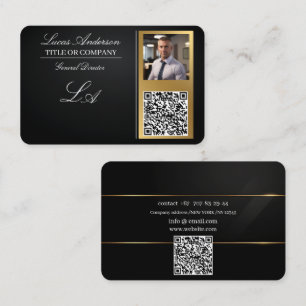 Cartões de visitas qr code,editável,black-gold,fot