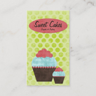 Cartões de visitas retros do cupcake #1 do kitsch