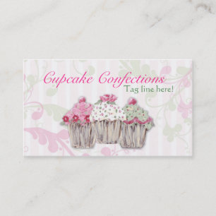 Cartões de visitas rosados do cupcake