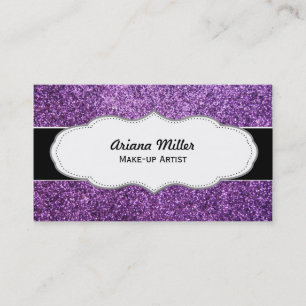 Cartões de visitas roxos do brilho do falso