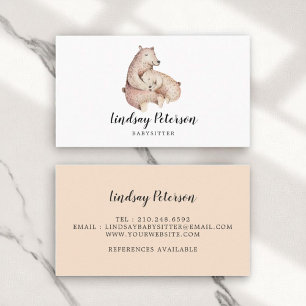 Cartões de visitas Rustic Mama Bear Babysitter