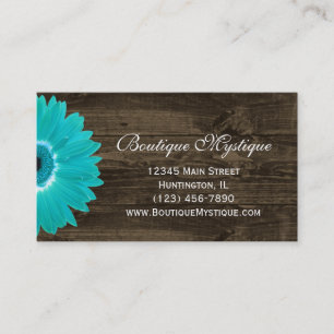 Cartões de visitas Rustic Teal Gerber Daisy