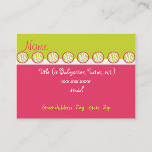 Cartões de visitas Sassy da baby-sitter da zebra