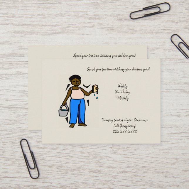 Cartões de visitas, Serviços de Senhora de Limpeza (Frente/Verso In Situ)