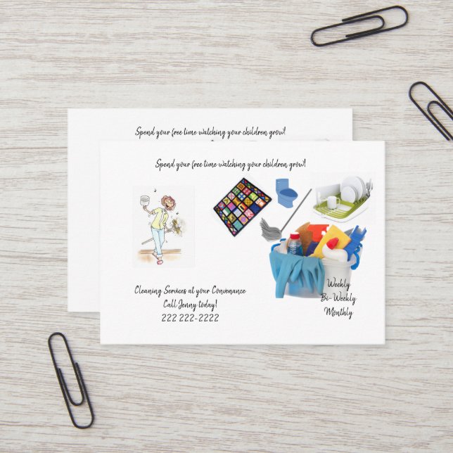 Cartões de visitas, Serviços de Senhora de Limpeza (Frente/Verso In Situ)
