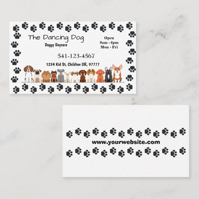 Cartões de visitas simples de acolhimento de cães (Frente/Verso)