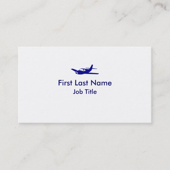 Cartões de visitas simples de avião branco azul (Frente)