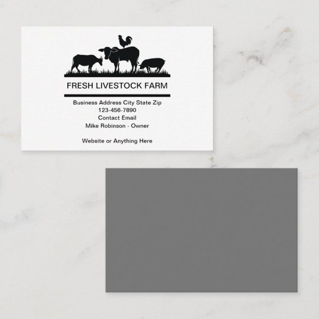 Cartões de visitas Simples De Gado E Loja De Fazen (Frente/Verso)