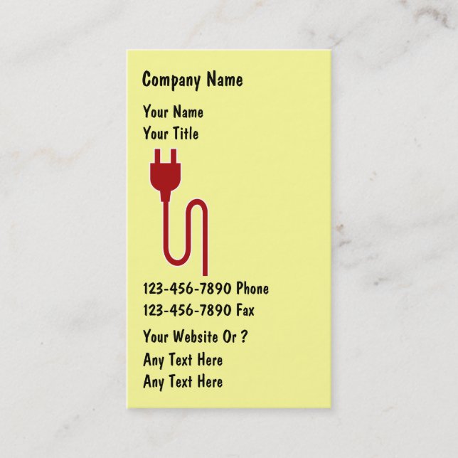 Cartões de visitas simples do eletricista (Frente)