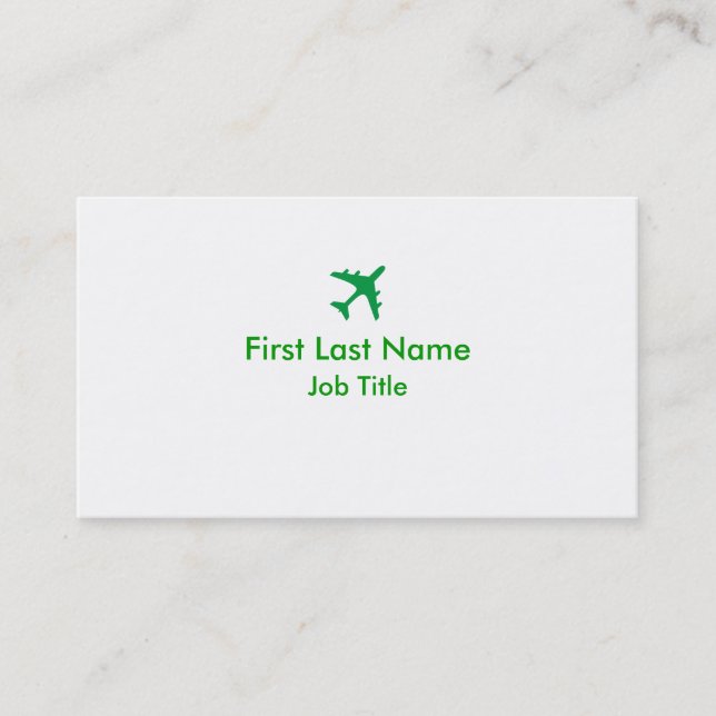 Cartões de visitas simples e verdes para aviões (Frente)