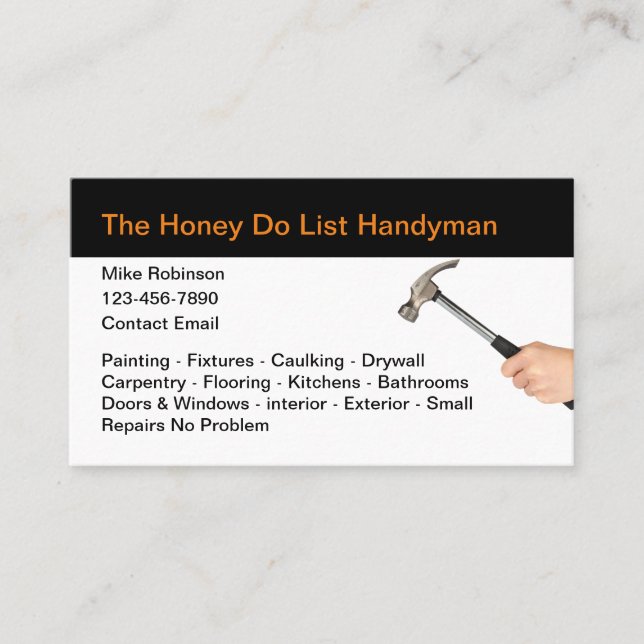 Cartões de visitas Simples Honey Do Handyman (Frente)