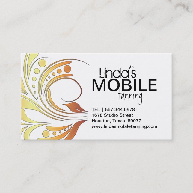 Cartões de visitas Tanning móveis customizáveis (Frente)