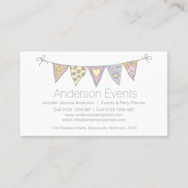 Cartões de visitas tirados Bunting do planeamento (Frente)