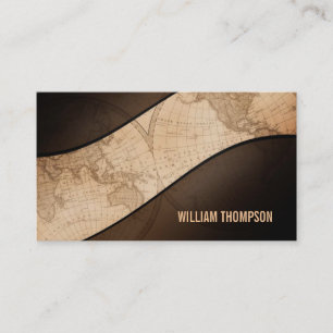 Cartões de visitas velhos do mapa do globo