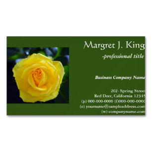 cartões de visitas verdes de rosa amarela bonito.