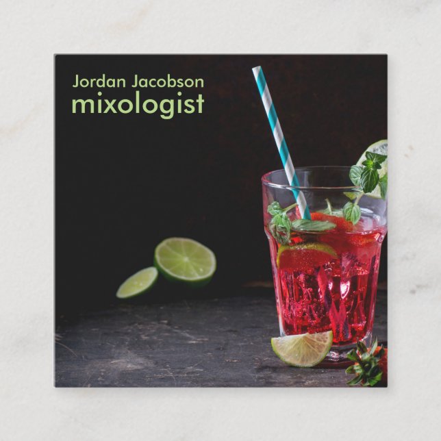 Cartões de visitas vermelhos do cocktail (Frente)