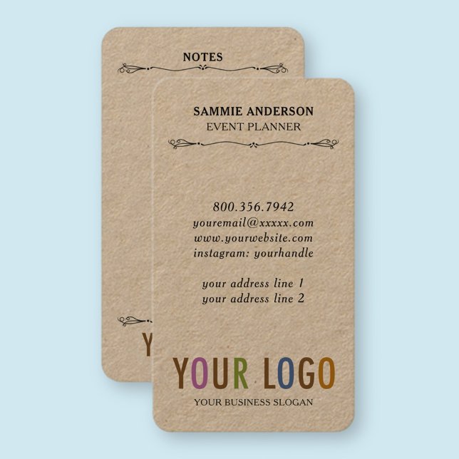 Cartões de visitas Verticais do Canto Arredondado  (MISOOK Rounded Corners Vertical Business Card with Logo)
