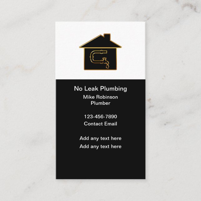 Cartões de visitas Verticais do Plumber Upscale (Frente)
