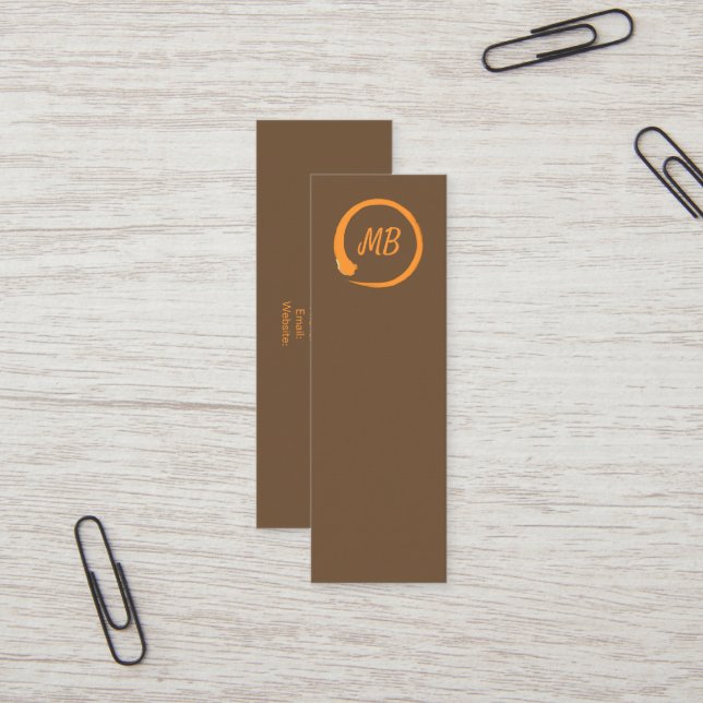 Cartões de visitas verticais do zen do monograma (Frente/Verso In Situ)