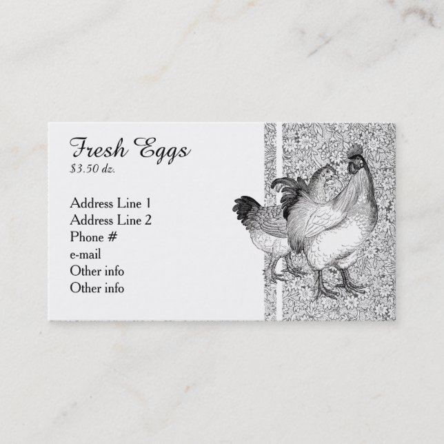 Cartões de visitas Vintage Chickens (Frente)