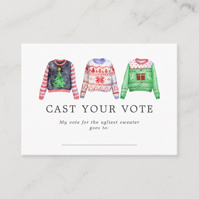 Cartões de Votação de Suéter de Natal Feio (Frente)